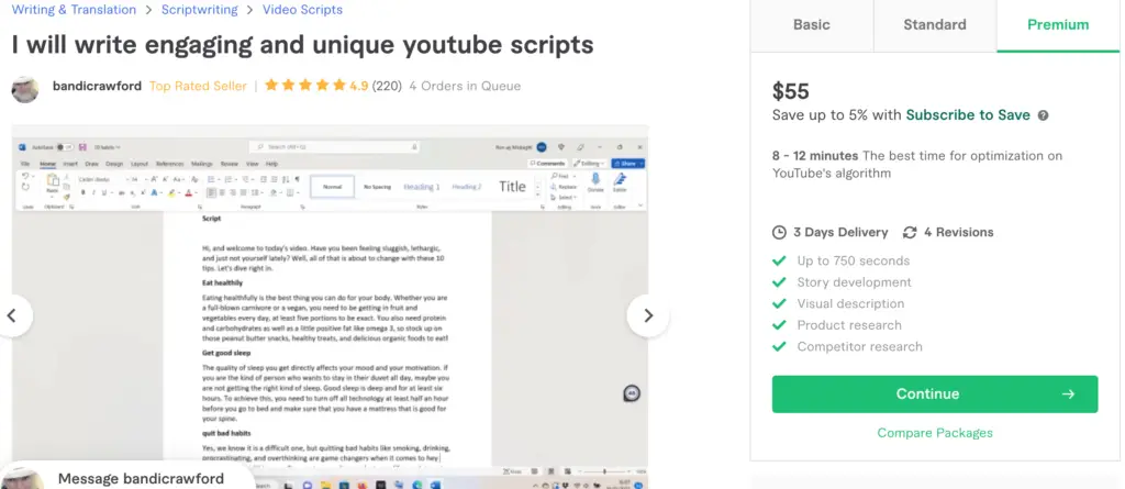 Write engaging and unique youtube scripts by Bandicrawford Fiverr - 7 Crazy AI Business Ideas to Make $10,000 Every Month
