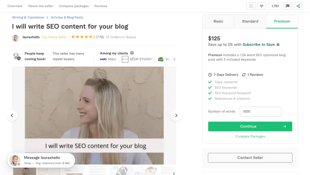Write seo content for your blog by Lauraxhello Fiverr - 7 Crazy AI Business Ideas to Make $10,000 Every Month